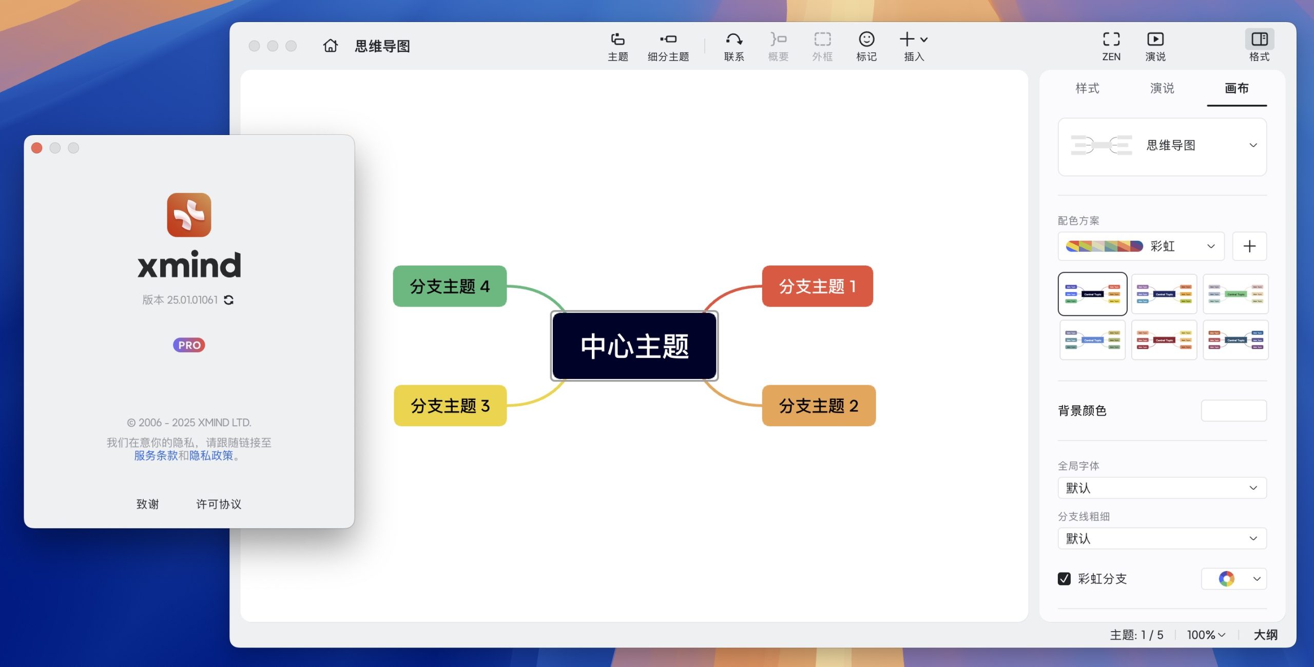 XMind Pro 2025 for Mac v25.01.01061 轻量级思维导图软件 中文激活版