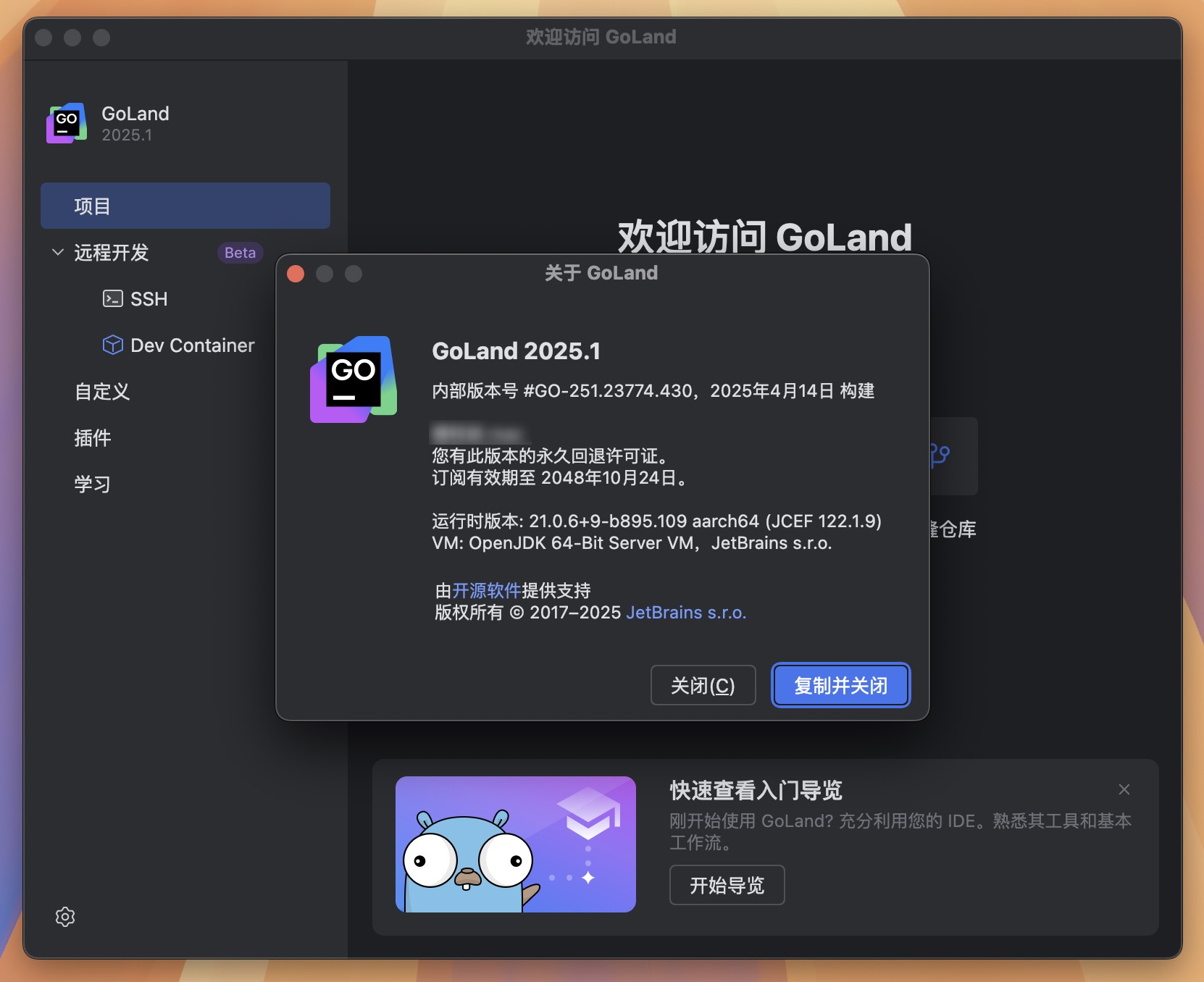 JetBrains GoLand 2025 for Mac v2025.1 （GO语言集成开发工具环境GO） 中文激活版