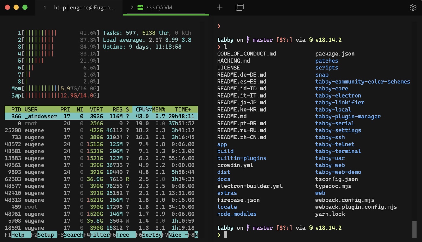 Tabby for mac(现代化终端模拟器)v1.0.223