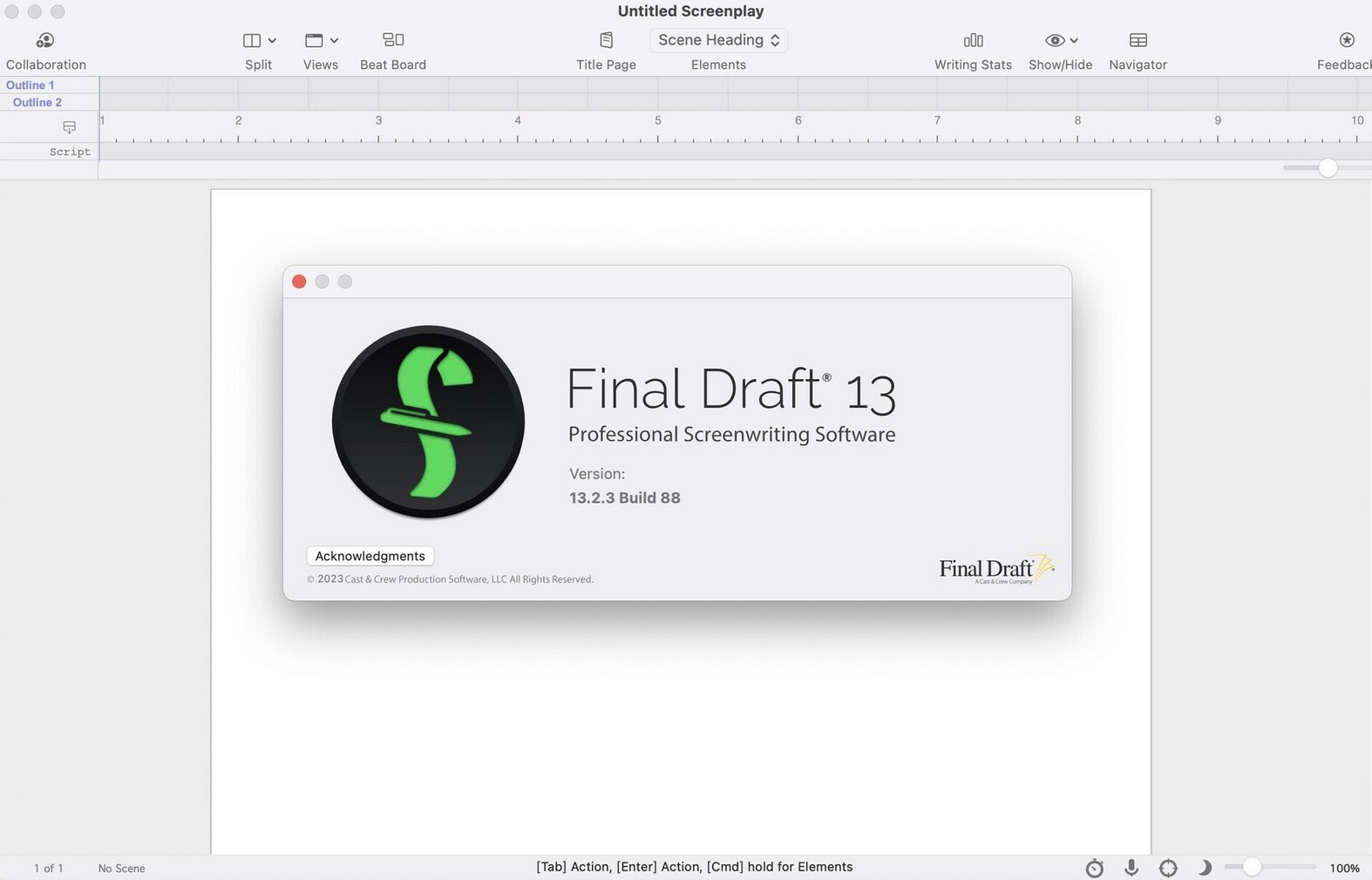 Final Draft 13 for Mac(剧本写作软件)v13.2.3激活版
